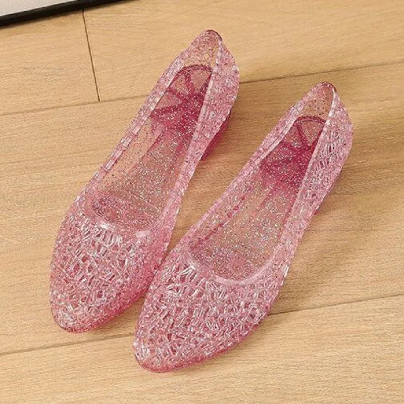 2024 New Crystal Sandals Women's Lightweight Outwear Thick Heels Anti-slip Soft Sole Summer Hole Shoes sandalias Mujer