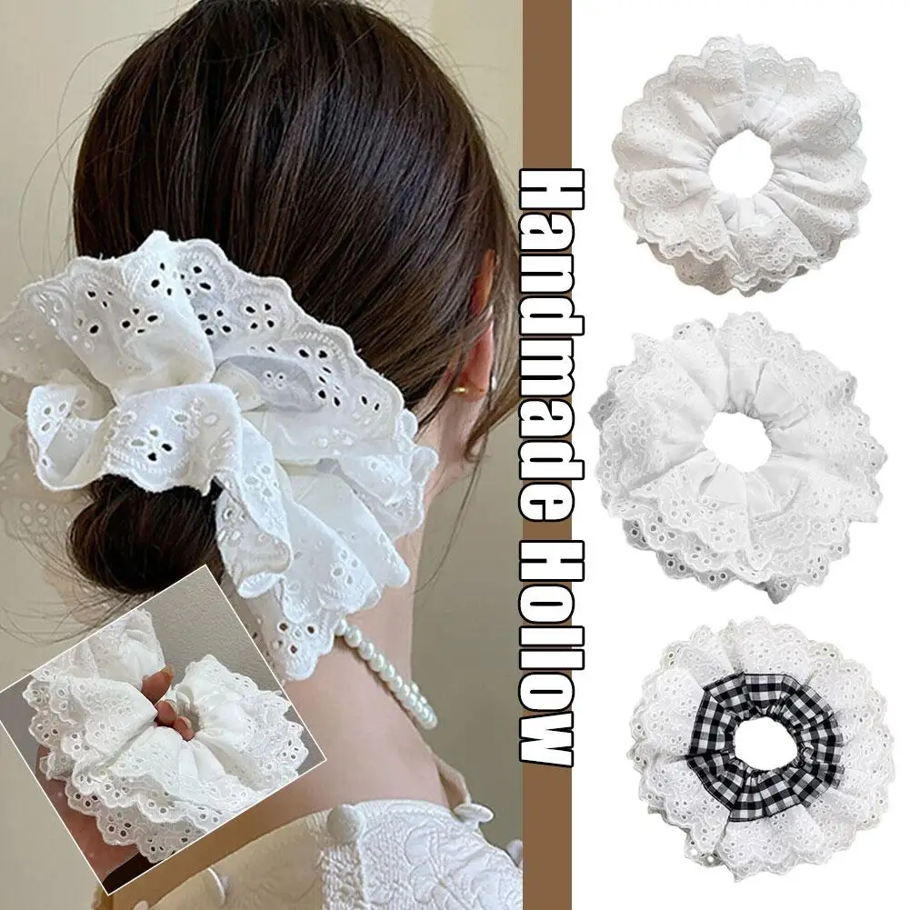 Oversized Lace French Hair Scrunchie For Women Elastic Ponytail Holder Headbands Hair Bands Elastic Hair Ties Hair Accessories