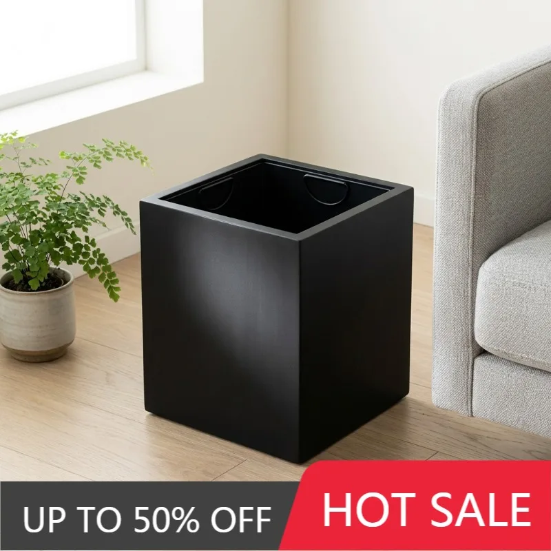 Solid Wood Trash Can Portable Movable Rectangular Bathroom Trash Cans Minimalist Creative Waste Bins Household Wastes Bins