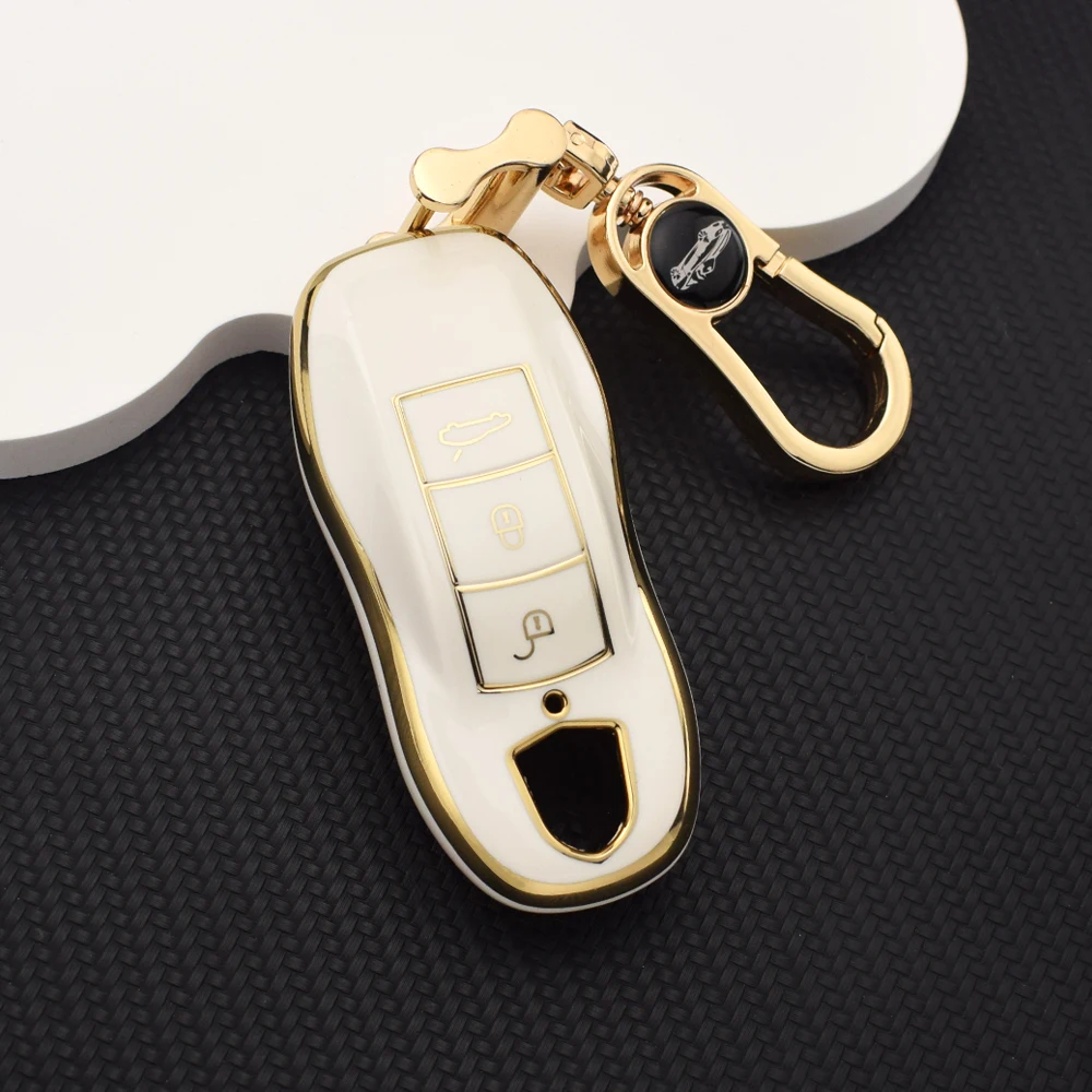 3 Buttons Full Protection Key Case Cover for Porsche Cayenne Macan Panamera 911 718 Cayman 918 958 Remote Key Fob Shell