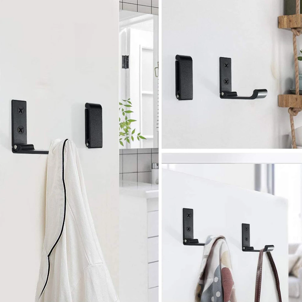 4Pcs Folding Coat Hooks Heavy Duty Aluminum Wall Mount Clothes Rack No Rust Invisible Wardrobe Towel Hanger Hook with Screws image 2