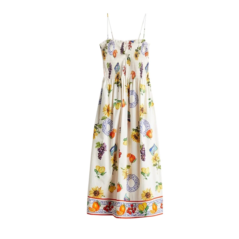 فستان نسائي صيفي بياقة على شكل قلب، فستان متوسط الطول بدون أكتاف، فستان كاجوال بخصر مرتفع من ألياف البوليستر