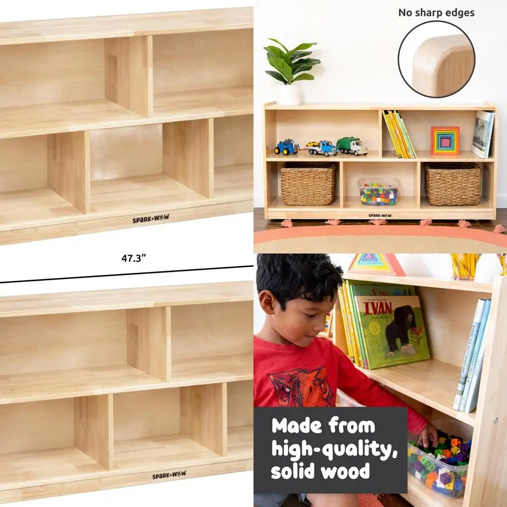 

5-Tier Wooden Storage Cabinet with Wheels | Kids Toy Organizer | Classroom Shelves