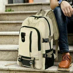 Men Canvas Large Backpack Rucksack Work Sports Travel Hiking Boys College  Bag