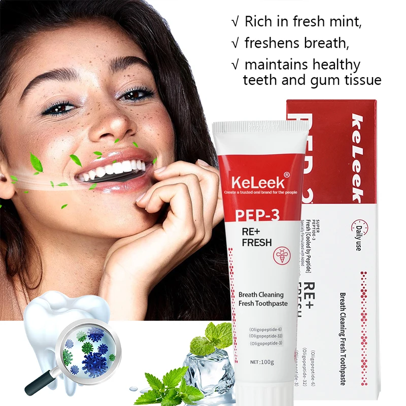 

Отбеливающая зубная паста PEP-3 для чистки зубов, устранения неприятного запаха изо рта, освежения полости рта. Освежающая зубная паста Keleek.