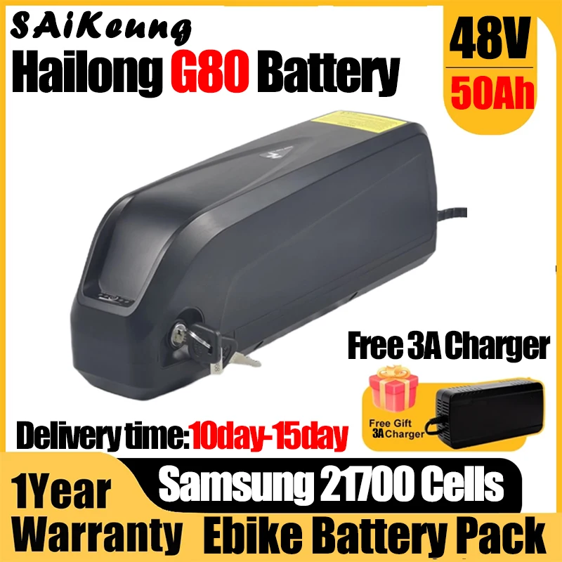 

48V Ebike Batterij 50ah Hailong Max 500W 750W 1000W 1500W 21700 Cellen Pak Elektrische Fiets Lithium Batterij Gratis Verzending