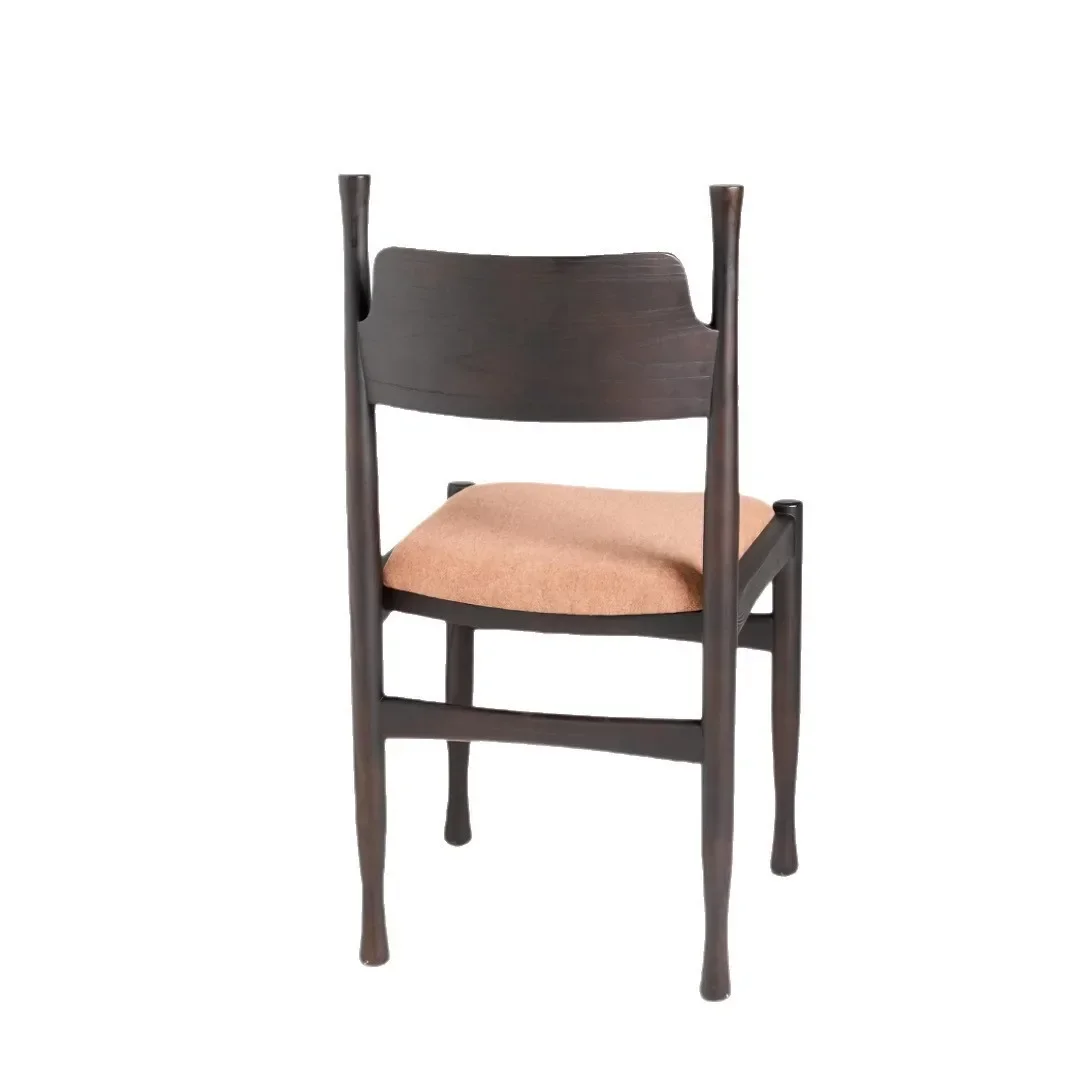Italian minimalist medieval solid wood dining chair household French retro style soft bag