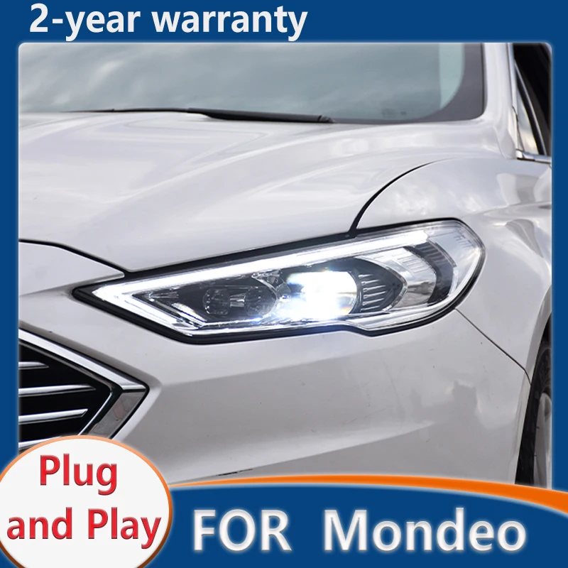 Dành Cho Xe Ford Fusion Đèn Pha 2017-2021 Mondeo Đèn Pha LED Năng Động Tín Hiệu Hoạt Hình DRL Bi Xenon Tự Động Phụ Kiện