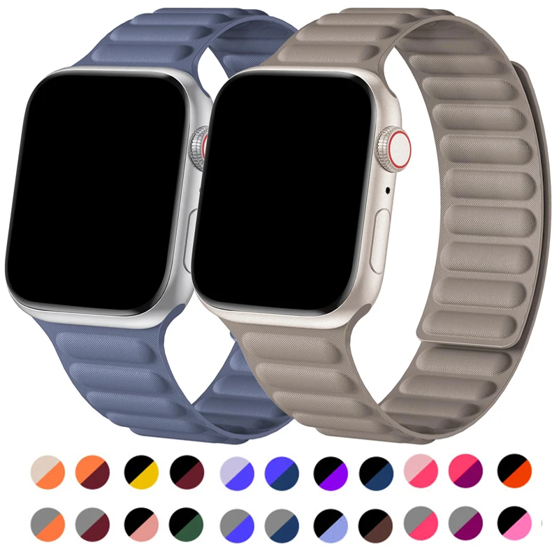 

Кожаный ремешок для Apple watch band Ultra 2, магнитный браслет для iWatch Series 9 8 7 6 5 4 3 SE, 49 мм 44 мм 40 мм 41 мм 45 мм