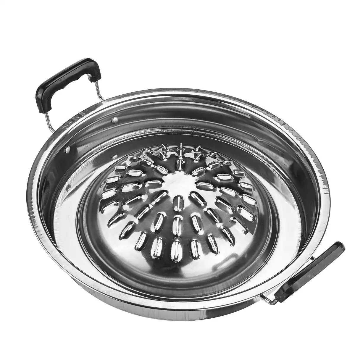 36cm Thai Style BBQ Grill Pan Aluminum Barbecue Topper Stovetop Plate Barbecue Pan Basket Steamer Cookware Kitchen Cooking Tools