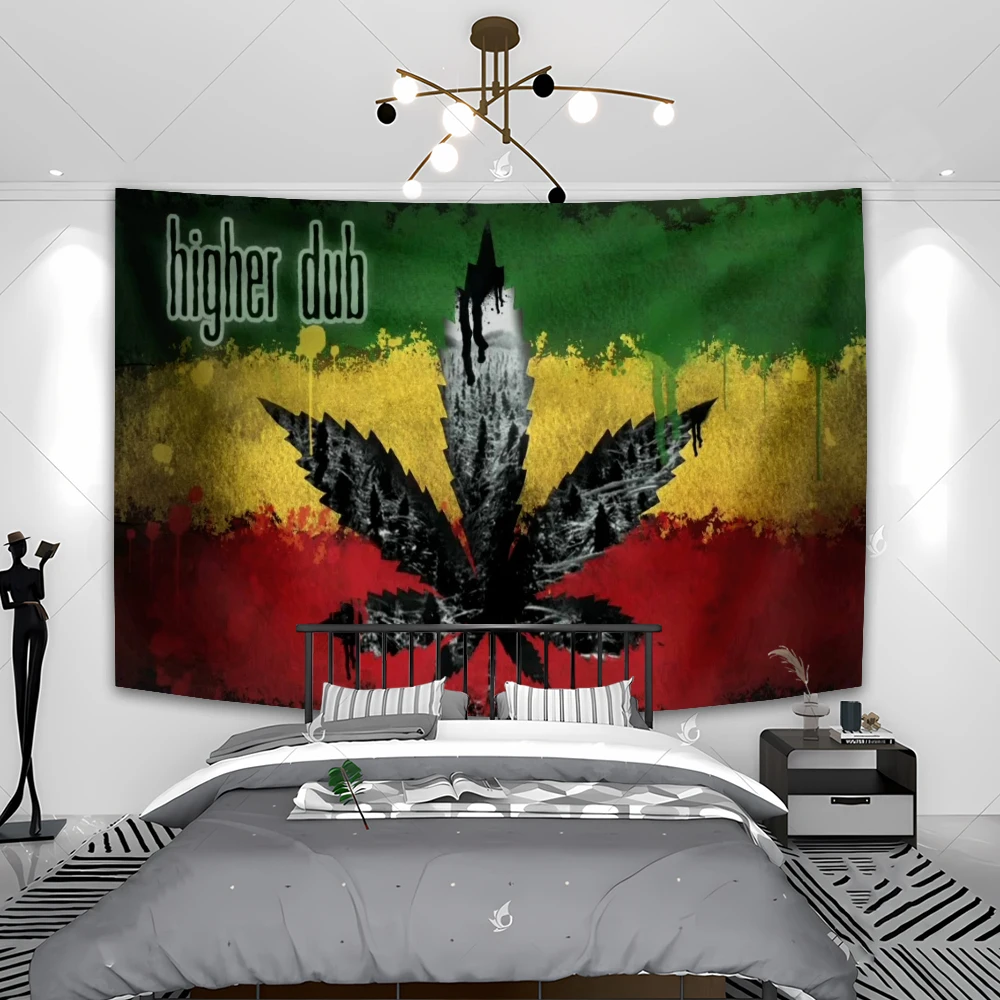 Bohemian Poster Decoration Home Psychedelic Weed Leaf Tapestry Banner Banner  Hippie Mural Living Room Wall Background Cloth