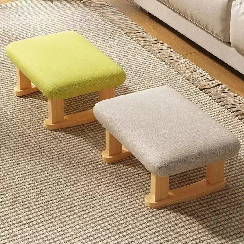 

Small Low Stool with Sponge Cushion Creative Solid Wood Entrance Hall Change Shoe Bench Living Room Sofa Footrest Home Furniture