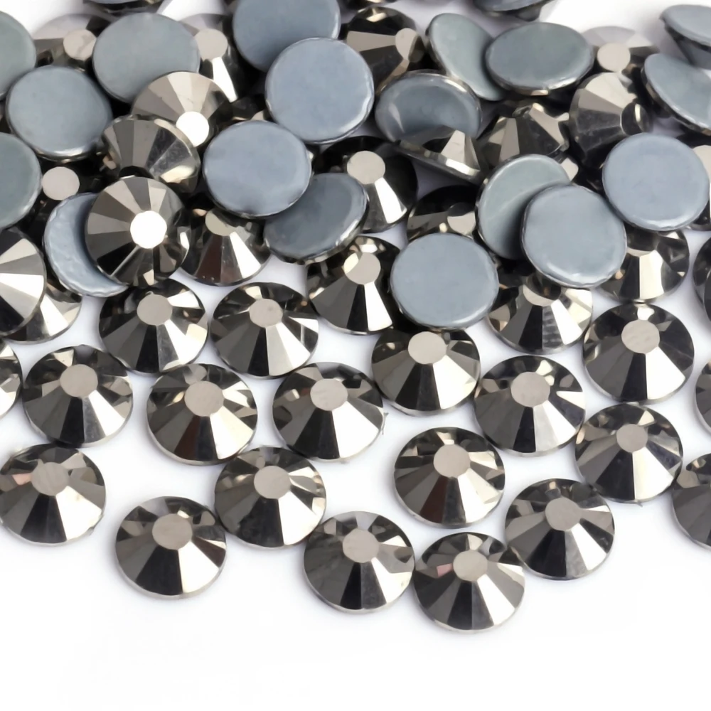 

Promotion! 1440pcs 2mm SS6 Hematite FlatBack DMC Hot Fix Rhinestones Glass Strass Iron On Hotfix Rhinestone Wedding Dress