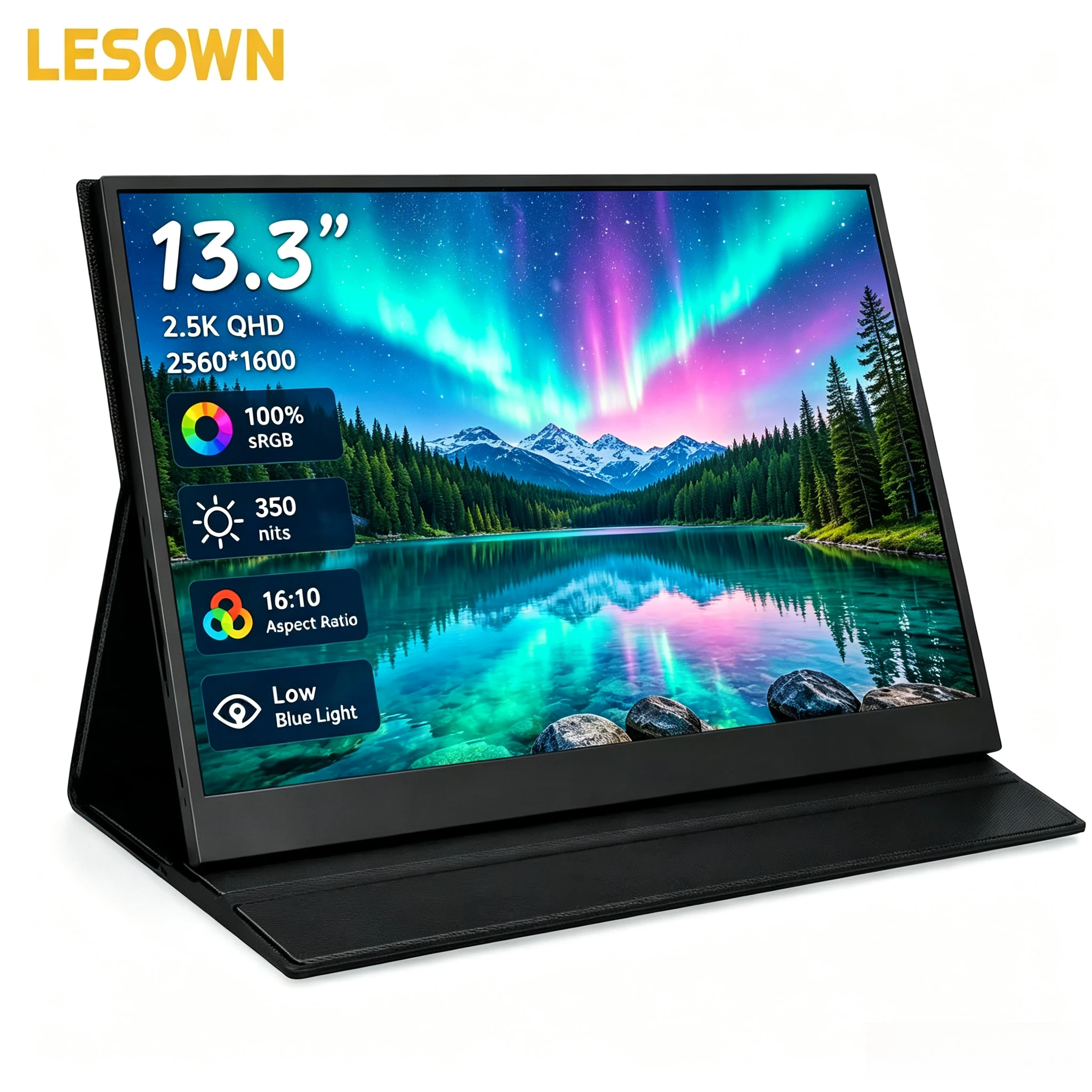 

LESOWN 13.3 Inch 60Hz 4K Extended Screen Instant Connection VESA Monitor with Speakers for Switch
