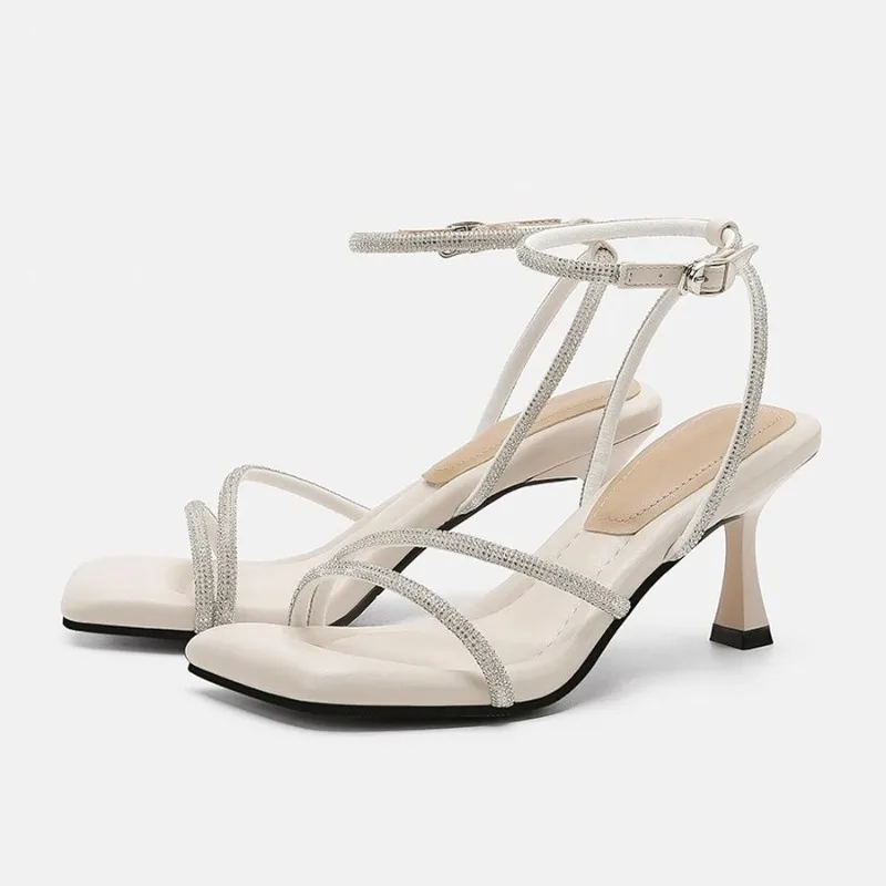 Summer Open Toe Fashion Sandals Women Thin High Heels Ladies Narrow Band Buckle Strap Women Pumps Wedding Party Shoes 6734 view 4