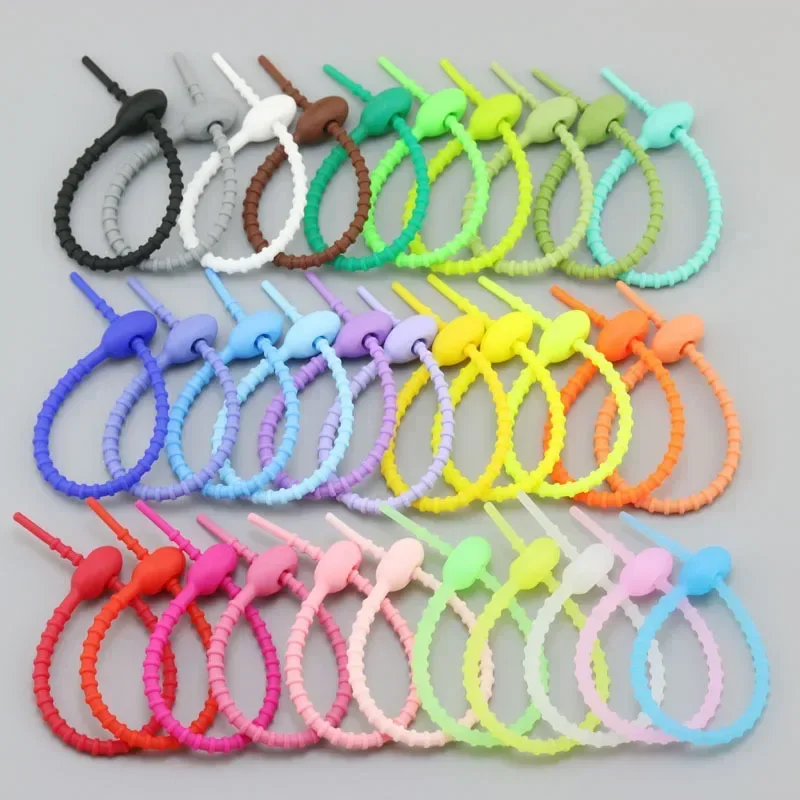 Reutilizável Silicone Zip Tie Bag, Twist Wire Fasten Cable, Linha de Dados Headset, Universal, 20pcs por lote