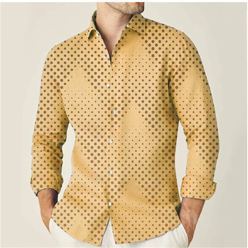 Camisas de moda para hombre, camisa de 9 colores con estampado geométrico rosa, ropa de calle de manga larga para exteriores, S-6XL informal de