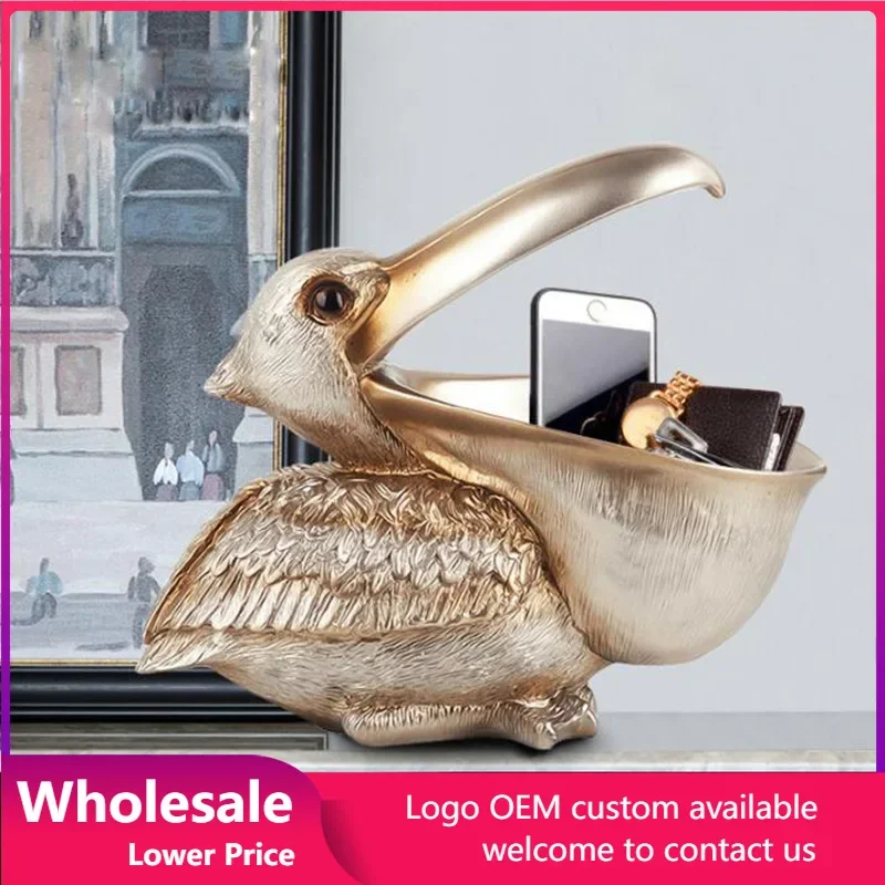 

European Resin Cormorant Big Mouth Bird Crafts Home Furnishings Decoration Rose Gold Home Decor Box Jewelry Case Ornaments