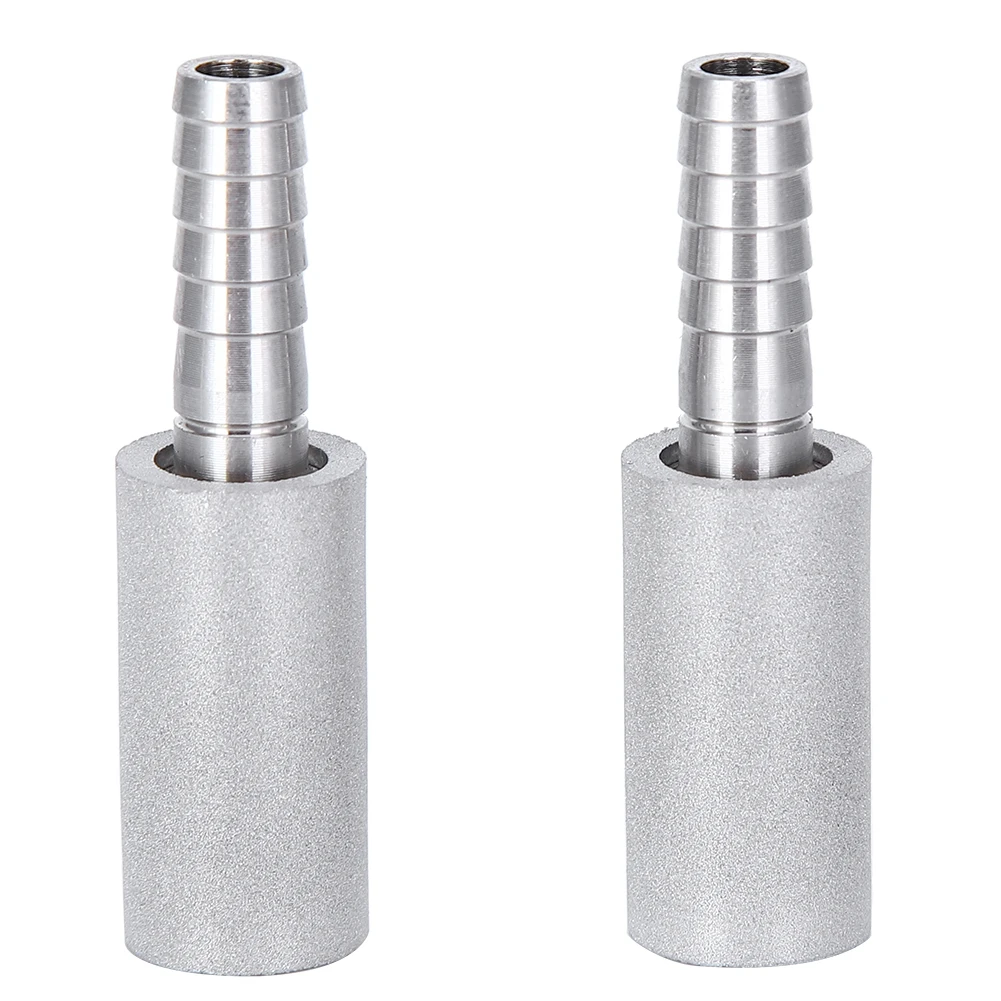 2Pcs 0.5μm Diffusion Stone Stainless Steel Aeration Stone with 1/4 Inch Outer Diameter Barb Brewing Accessories Diffusion Stone