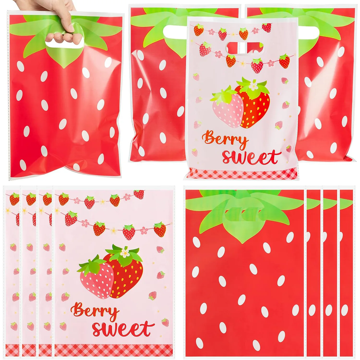 Spicy Food Snacks - 50Pcs Sweet Fruit Strawberry Theme OPP