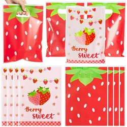 50Pcs Sweet Fruit Strawberry Theme OPP Gift Packing Bag Candy Cake Pouch Bag for Girl Birthday Baby Shower Party Decoration