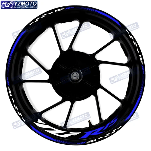 Imagen 2 del producto Pegatina para rueda delantera y trasera de motocicleta YZF R15, calcomanía de carreras reflectante, impermeable, decorativa, pegatinas de llanta a rayas