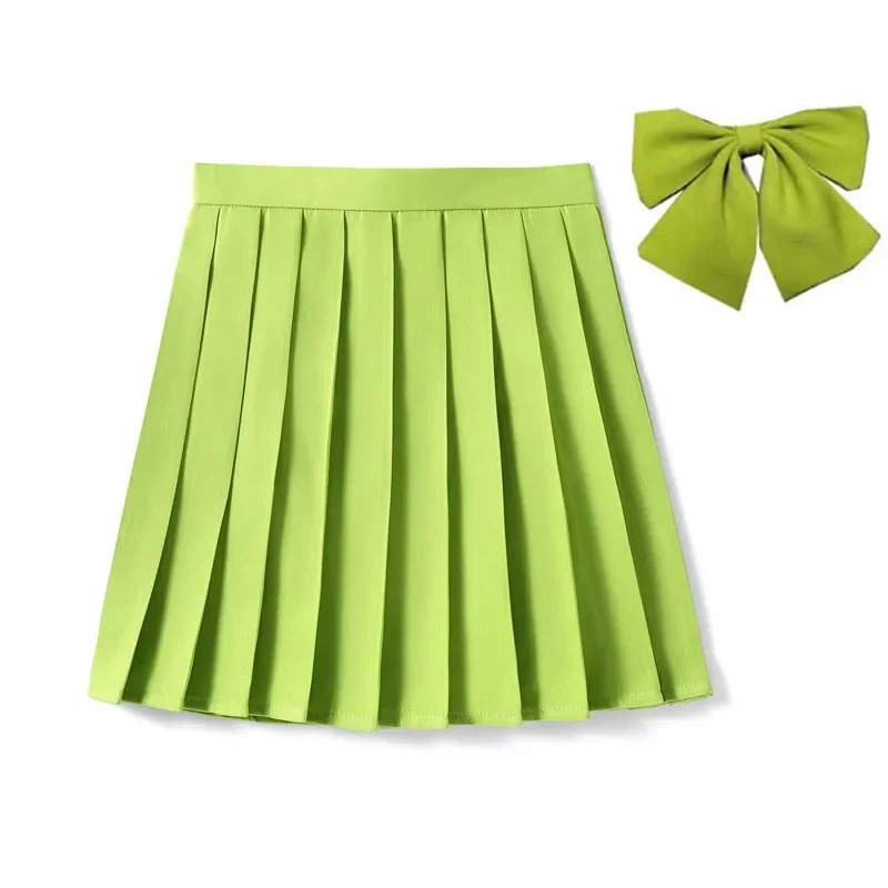XS-5XL 여성 주름 스커트 넥타이 Bowtie 하라주쿠 프레피 미니 일본 학교 교복 소녀 여름 카와이 짧은 치마 소녀