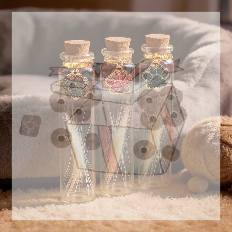 【CC】Pet Fur Memorial Glass Bottle Cat Whiskers Storage Bottle With Cork Stopper Perfect For Storing Dog Cat Hair As Souvenir