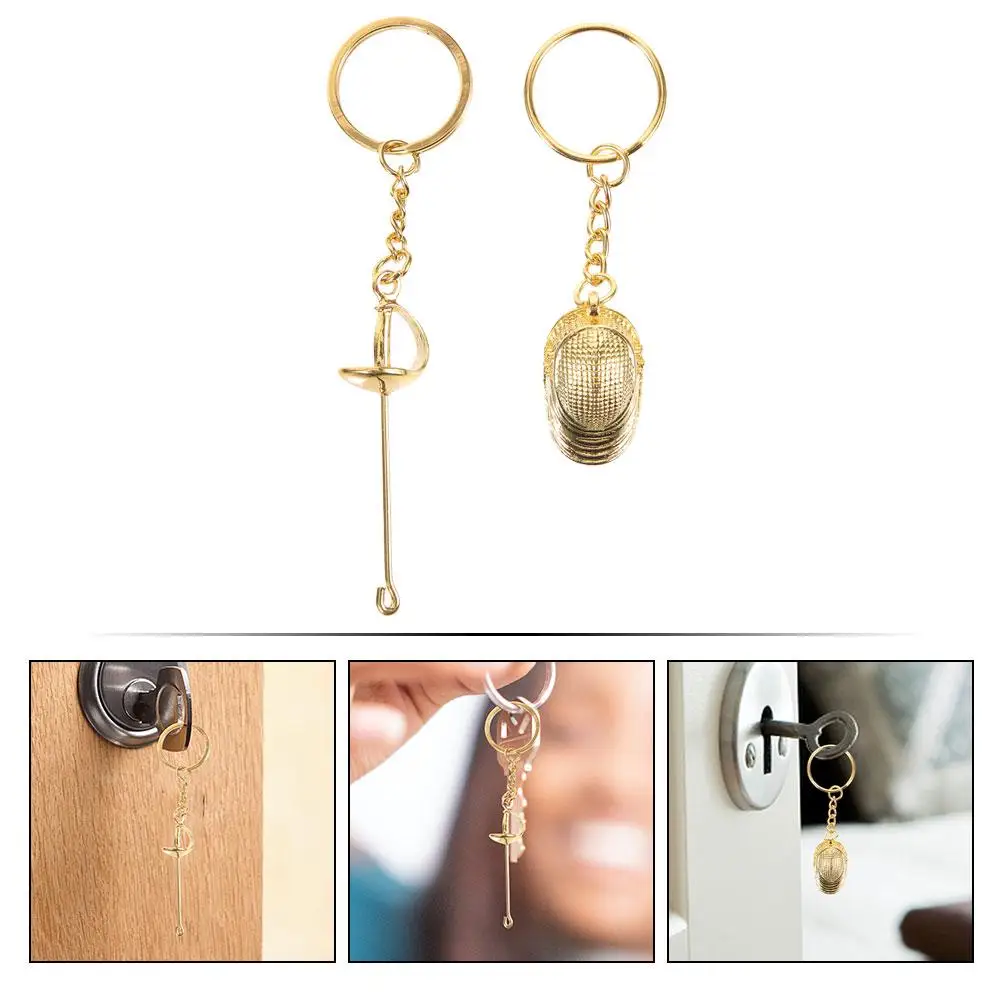 

Fencing Keychain 2 Pcs Metal Keys Accessory Cute Portable Decor Bag Pendant Lightweight Durable Realistic for Fencing