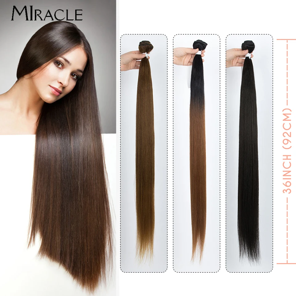 

Yaki Straight Hair Bundles 120G Ombre 613 Brown 36 inch Synthetic Hair Weave Ponytail Hair Extensions Free Shipping Miracle Hair