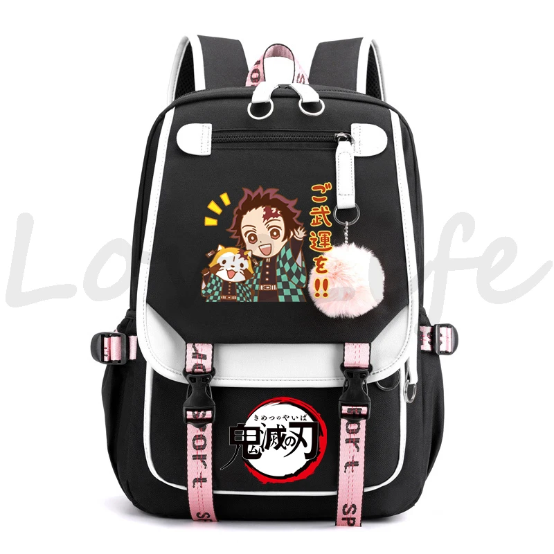 Mochila de Anime para chica adolescente, morral escolar Kawaii de Kimetsu No Yaiba, Kamado, Tanjirou, Cospaly, mochilas escolares de Manga, Demon Slayer