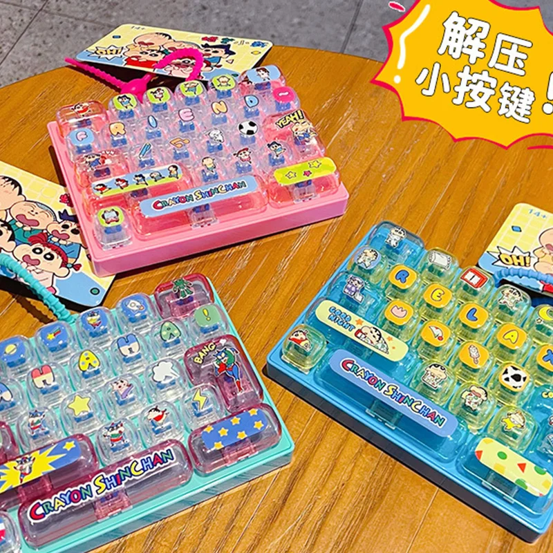 @26Grid Keycap Clicker Anti Stress Fidget Keyboard Keychain Decompression Button Cartoon Hand Relax Party Favor Gift 26구 키캡 키링