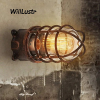 Retro wrought iron cage wall sconce Industrial retro wall lamp dock lamp bedroom hotel corridor restaurant bar loft lamp