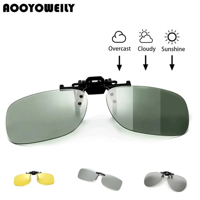 

Photochromic Polarized Clip On Sunglasses Near-Sighted Driving Night Vision Lens Anti-UVA Anti-UVB Sunglasses Clip De Sol UV400