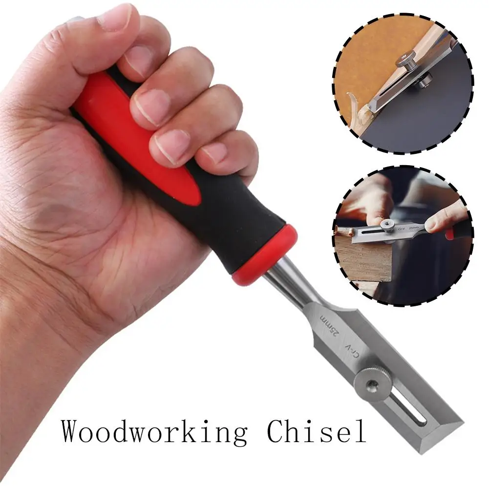 Adjustable Woodworking Chisel 25mm Through Hole Carving Slotting Tool Special Knockable Chisel Woodworking Limit V9M6