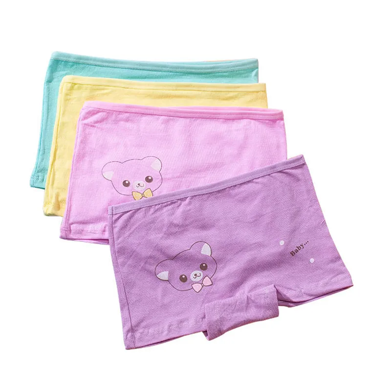 4pcs Girls Cartoon Boxes Children Cotton Underwear Cute Pattern Printing Panties Kids Short Panties Girl Underpants Size 2T-10T