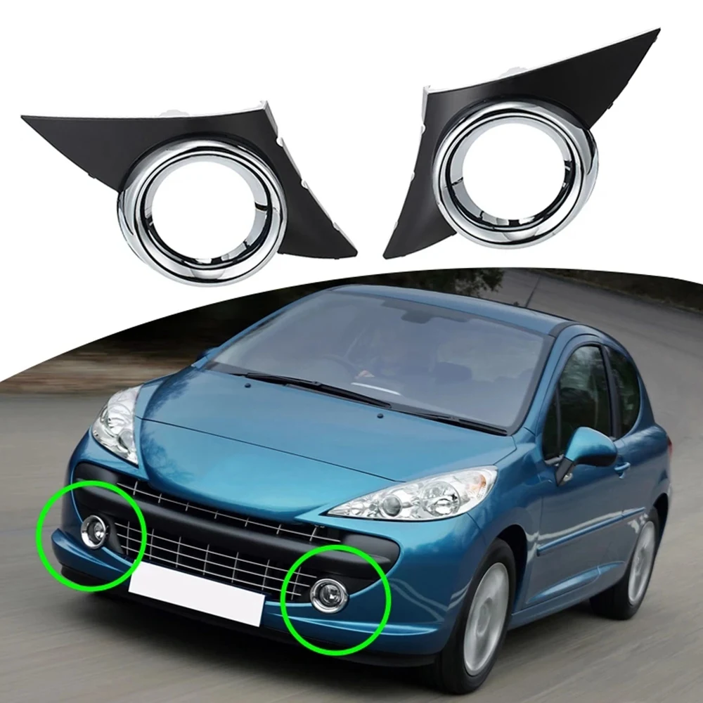 Car Front Left Fog Light Cover Chrome Foglights Frame Grill Auto Accessories for 207 Sport 2006-2009