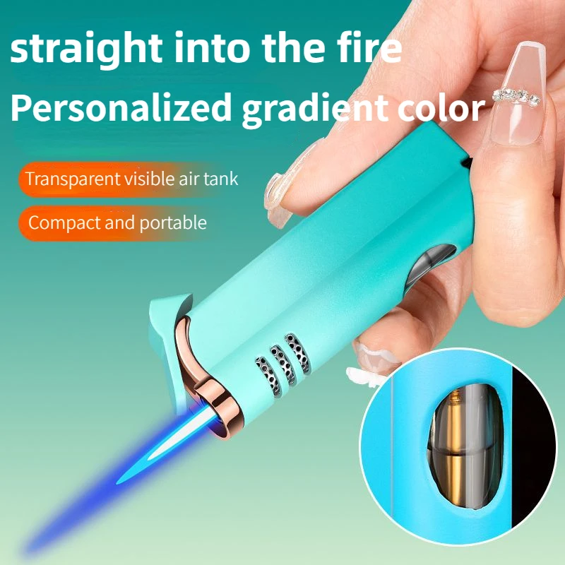 Newest High-looking Windproof Lighter for Men, Metal Gradient Color, Direct Visible Air Chamber, Personalized Cigarette Lighter