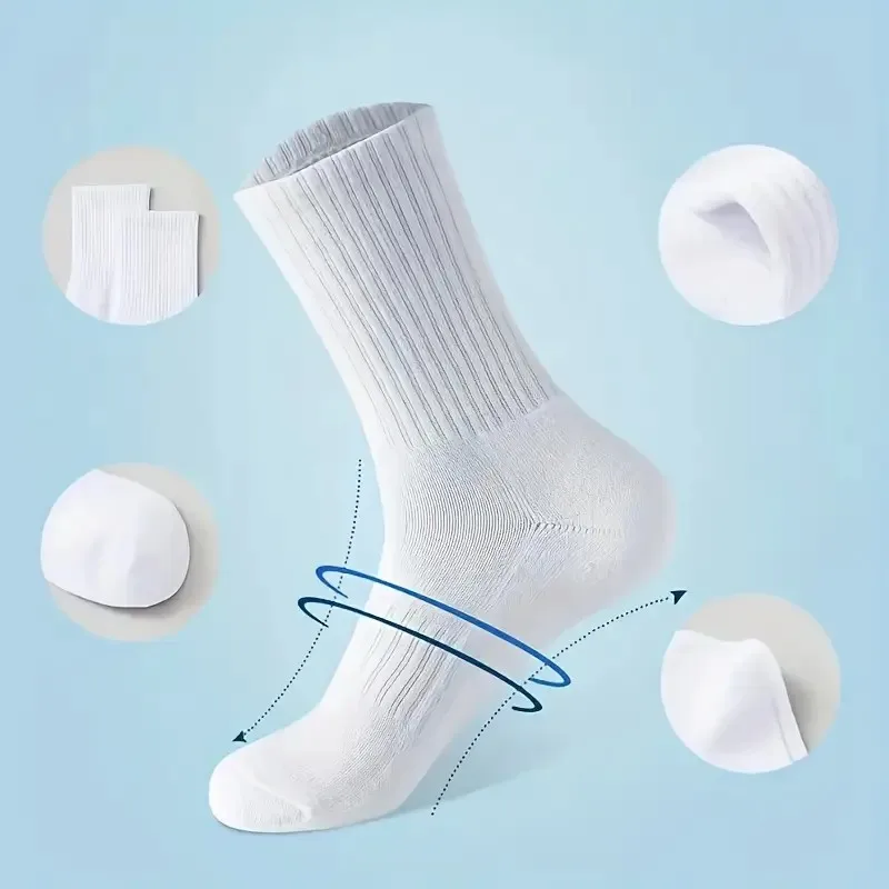 10 Pairs Unisex Mid Calf Crew Socks Men Women Breathable Odor Control Moisture Wicking Casual Dress Socks for Work Travel Daily Wear