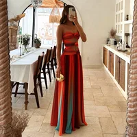 Tie-dye Gradient Hollow Out Women's Maxi Dress Elegant Off Shoulder A-line Hem Long Dresses New Summer 2025 Holiday Female Robes - Image 4