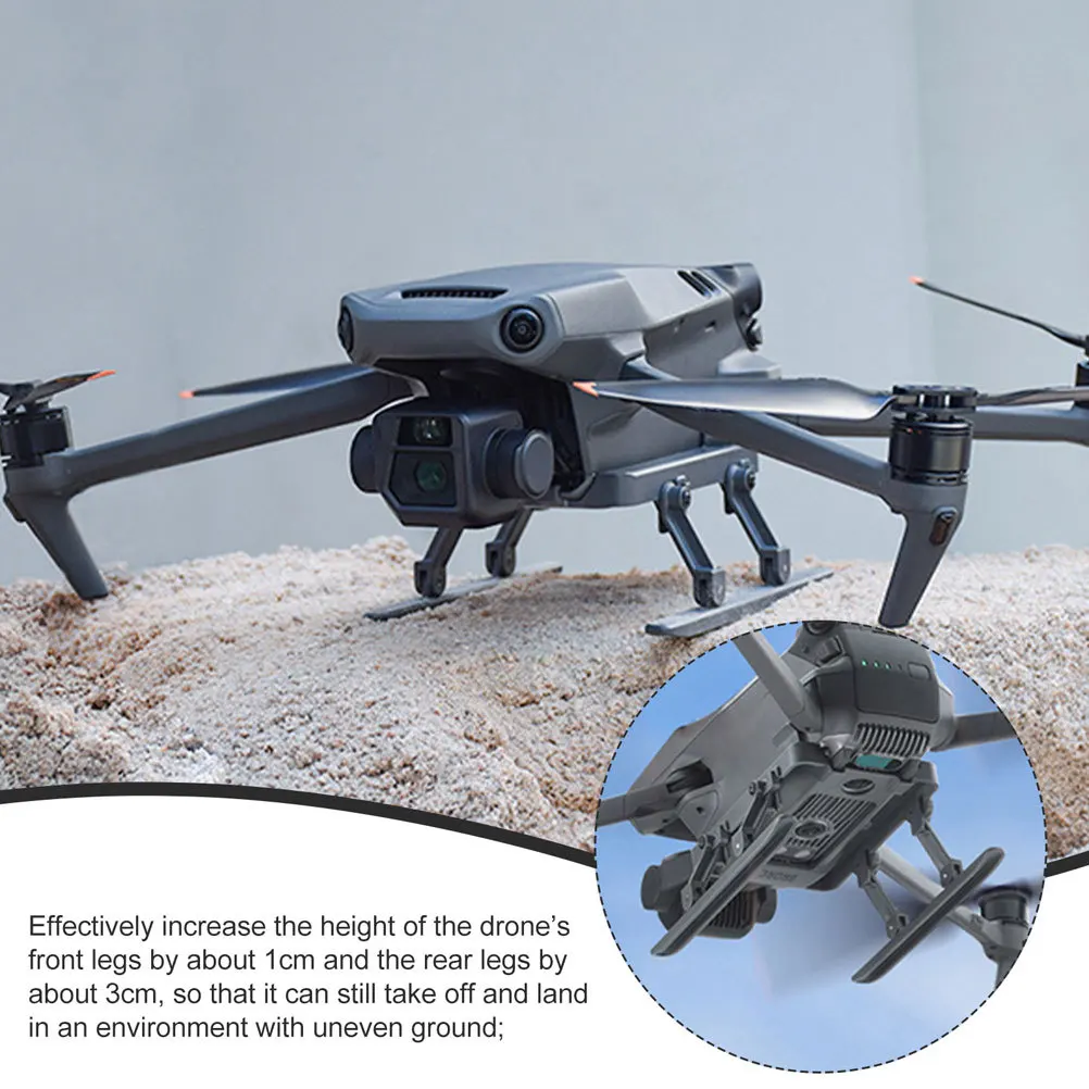 Train d'atterrissage rehaussant pliable, 1Cm, Extension de jambes de Drone surélevées avant et arrière de 3Cm pour 3 dédouanement amélioré