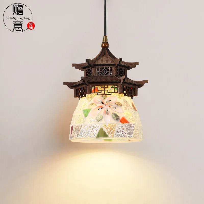 New Chinese Aesthetics Tea Room Restaurant Antique Building House Light Hexagonal Shell Chandel