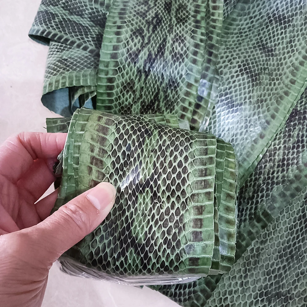 Green Series Snake Skin Printing Leather Snake Skin for Phone Case, Leather Bag, Belt DIY, Handmade Watch Strap Making Materials