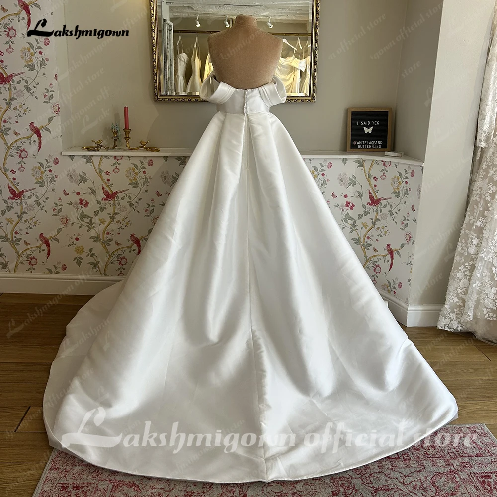 Lakshmigown Plus Size Mikado-Satin Hochzeitskleider für Frauen Vestido de Noiva Sweetheart Boho Brautkleid mit hohem Seitenschlitz – Detail 6