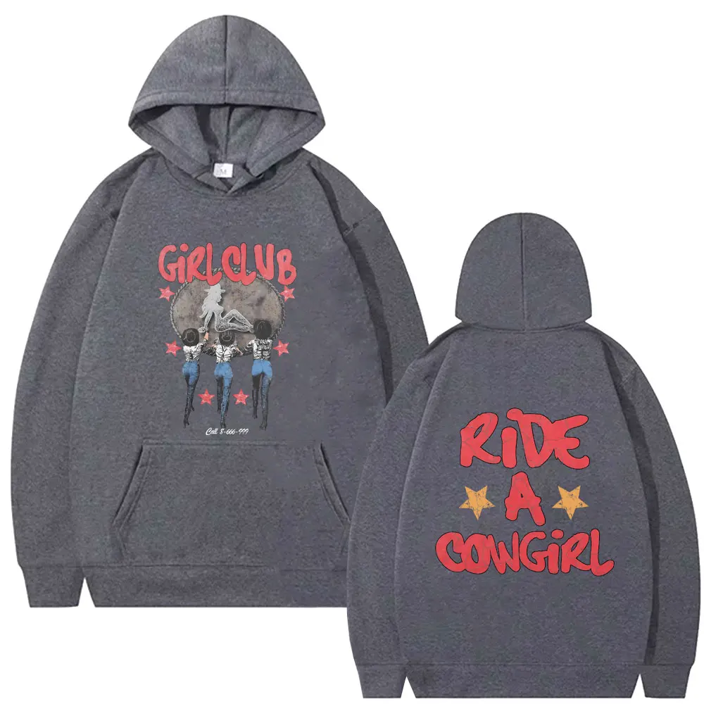 Girl Club Ride A Cowgirl Hoodie Men Women Clothing Cartoon Art Aesthetic Sweatshirt Male Vintage Casual Fleece Cotton Hoodies
