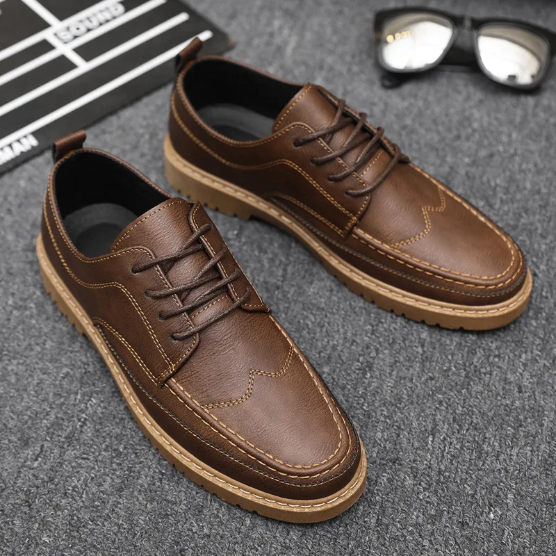 Men's casual shoes large spring and autumn new business trend suit summer breathable black work shoes