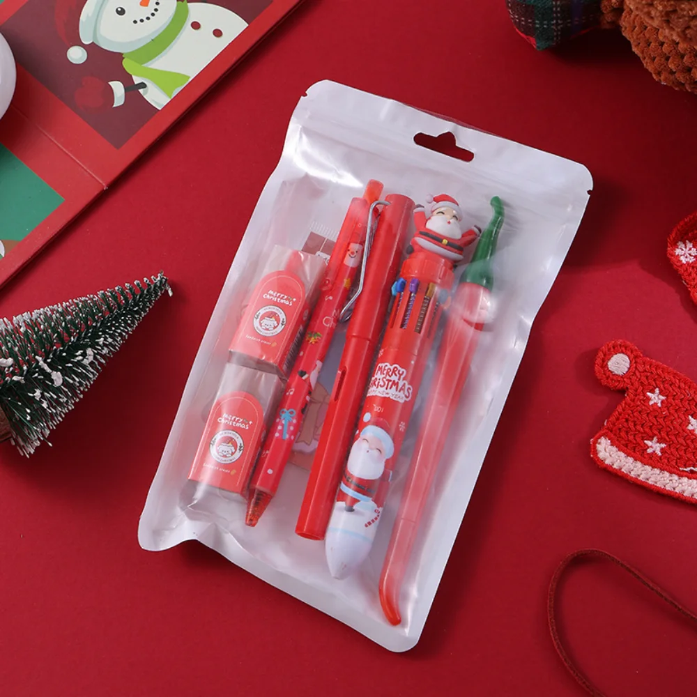 

Cute High-Quality Cartoon Christmas Stationery Set Multicolor Pen Set For Students, Back-to-School Study Gifts & Small Presents