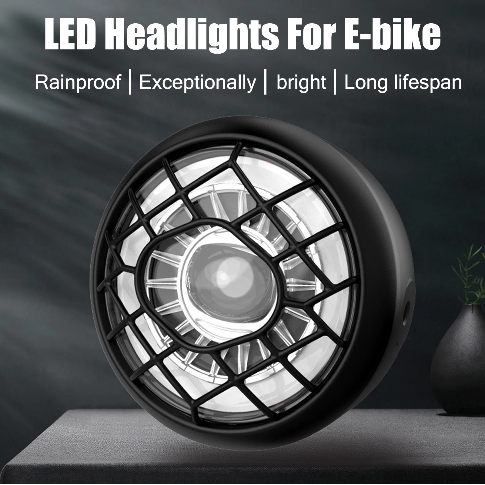 

E-Bike Headlight with Horn Waterproof Front Light for Mountain Bikes Motorcycles electric bicycle Daytime Running & Low Beam A