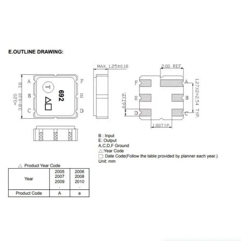 TA0692A  FILTER SAW 433MHZ 6-SMD