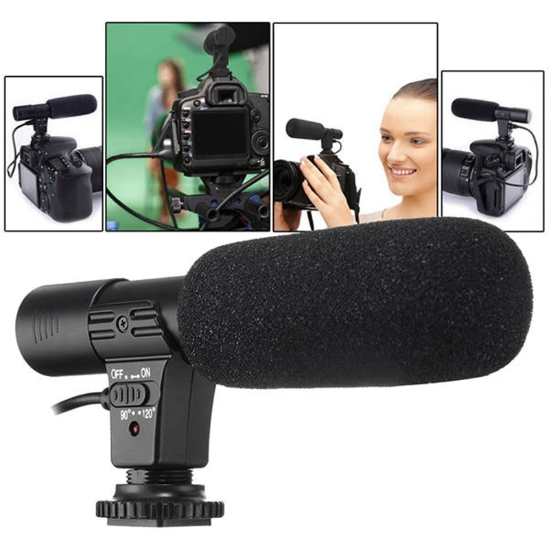 ميكروفون مكثف احترافي محمول 3.5 مللي متر ميكروفون ستيريو خارجي لكاميرا Canon Nikon DSLR كاميرا فيديو DV-ABDQ